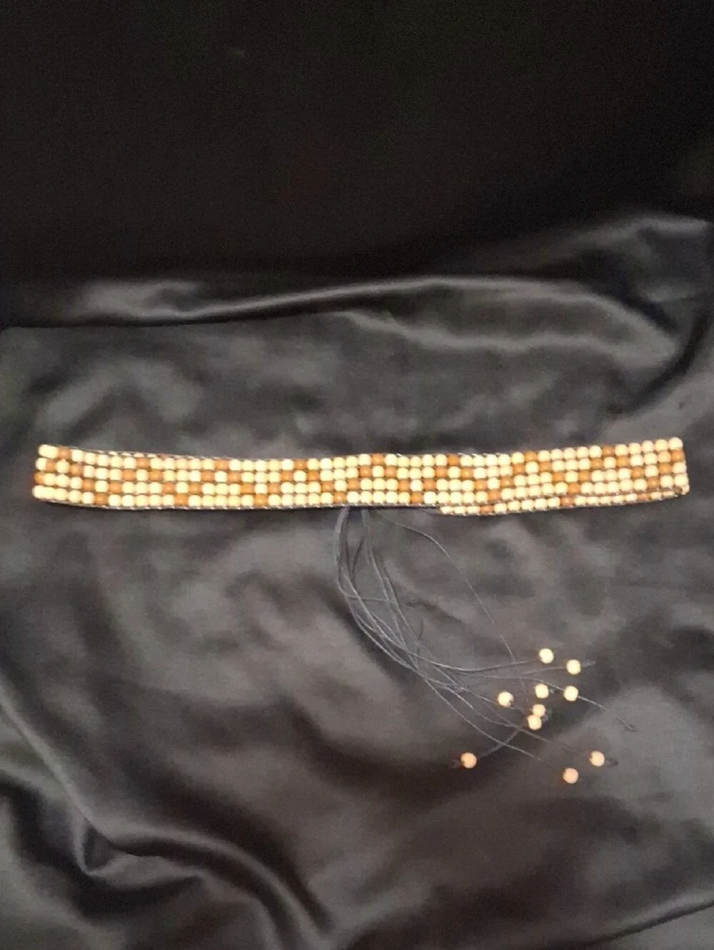Wood Beaded Belt with Black Cord Tie - 36+ Inches